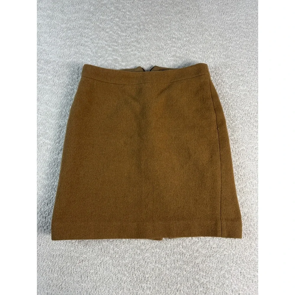 J Crew Mercantile Skirt Womens 0 Petite Brown Wool Blend Classic Career Work